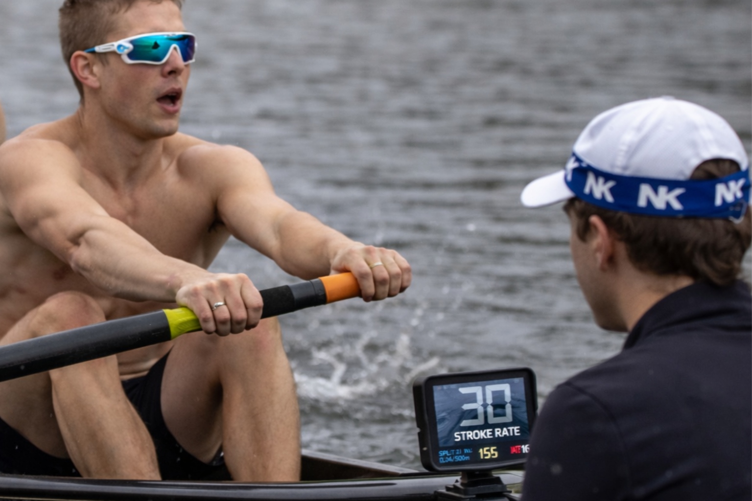 Rower on the water during training